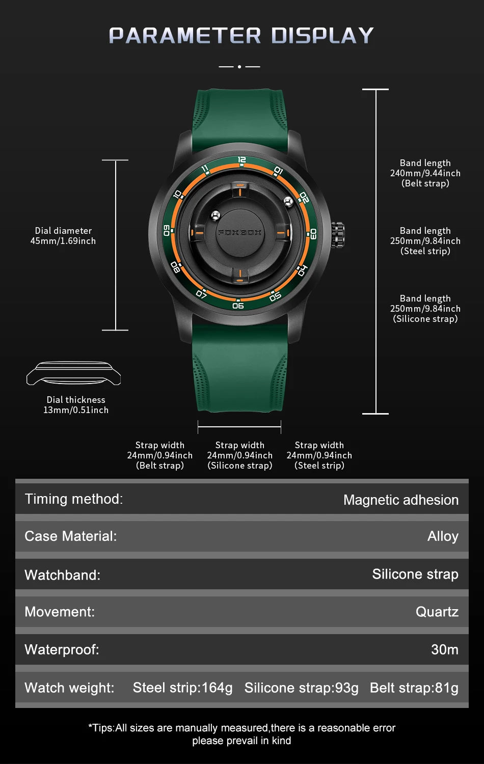 FOXBOX Planet Design Men’s Luxury Quartz Watch – Floating Pointer