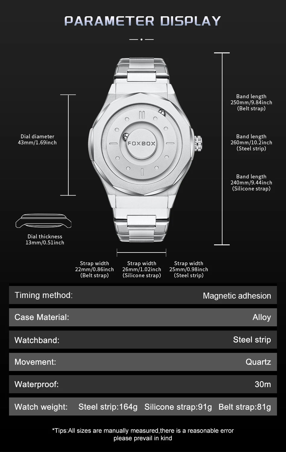 FOXBOX Men’s Luxury Quartz Watch – Scrolling Pointer Design
