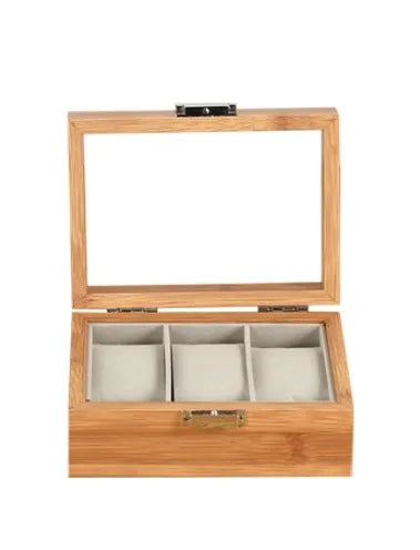 Luxury Bamboo Watch Collection Box – Multi-Slot Storage Case with Glass Display Lid
