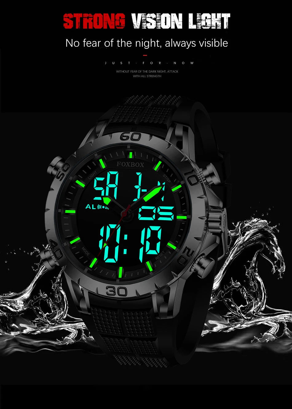 FOXBOX Men’s Sports Quartz Watch – Digital & Analog Display