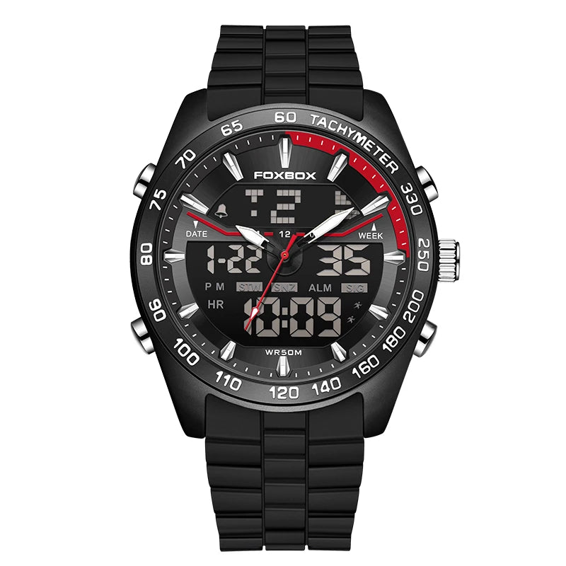 FOXBOX Men’s Digital Sports Watch – Dual Display & Luminous