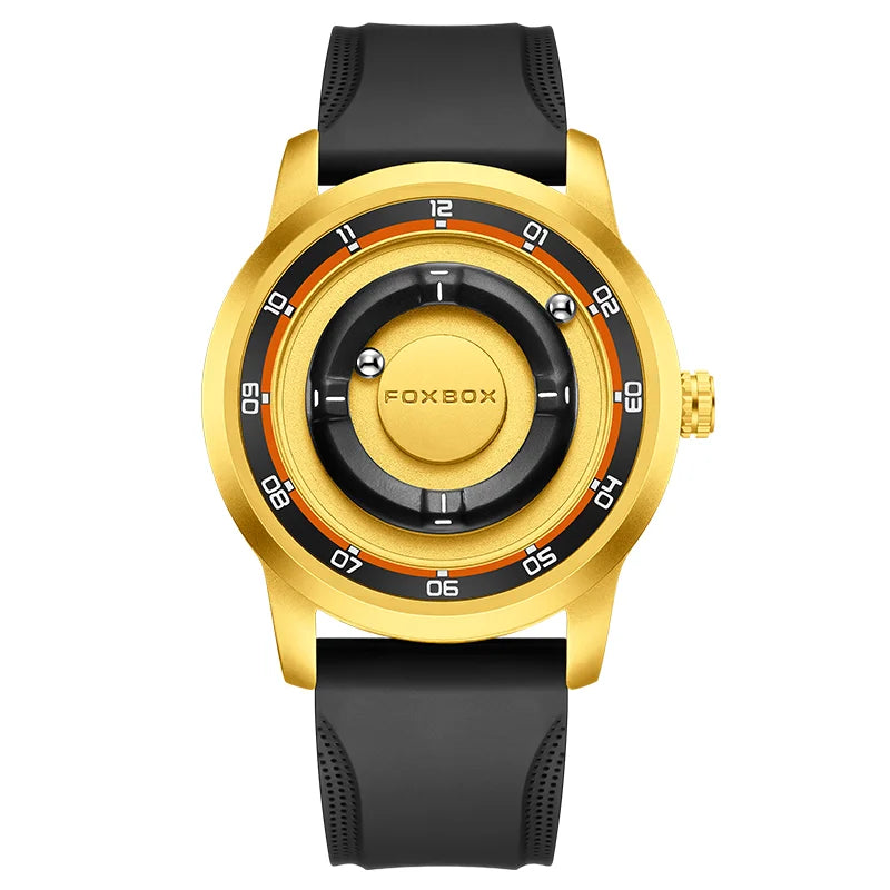 FOXBOX Planet Design Men’s Luxury Quartz Watch – Floating Pointer