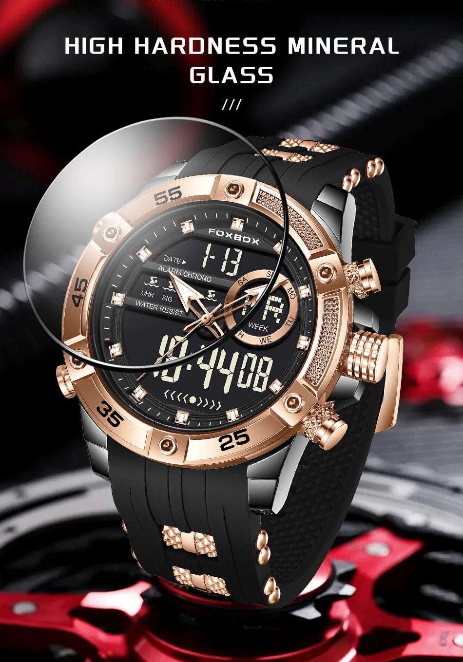 FOXBOX Men’s Analog-Digital Quartz Watch – Waterproof Military Sports Watch