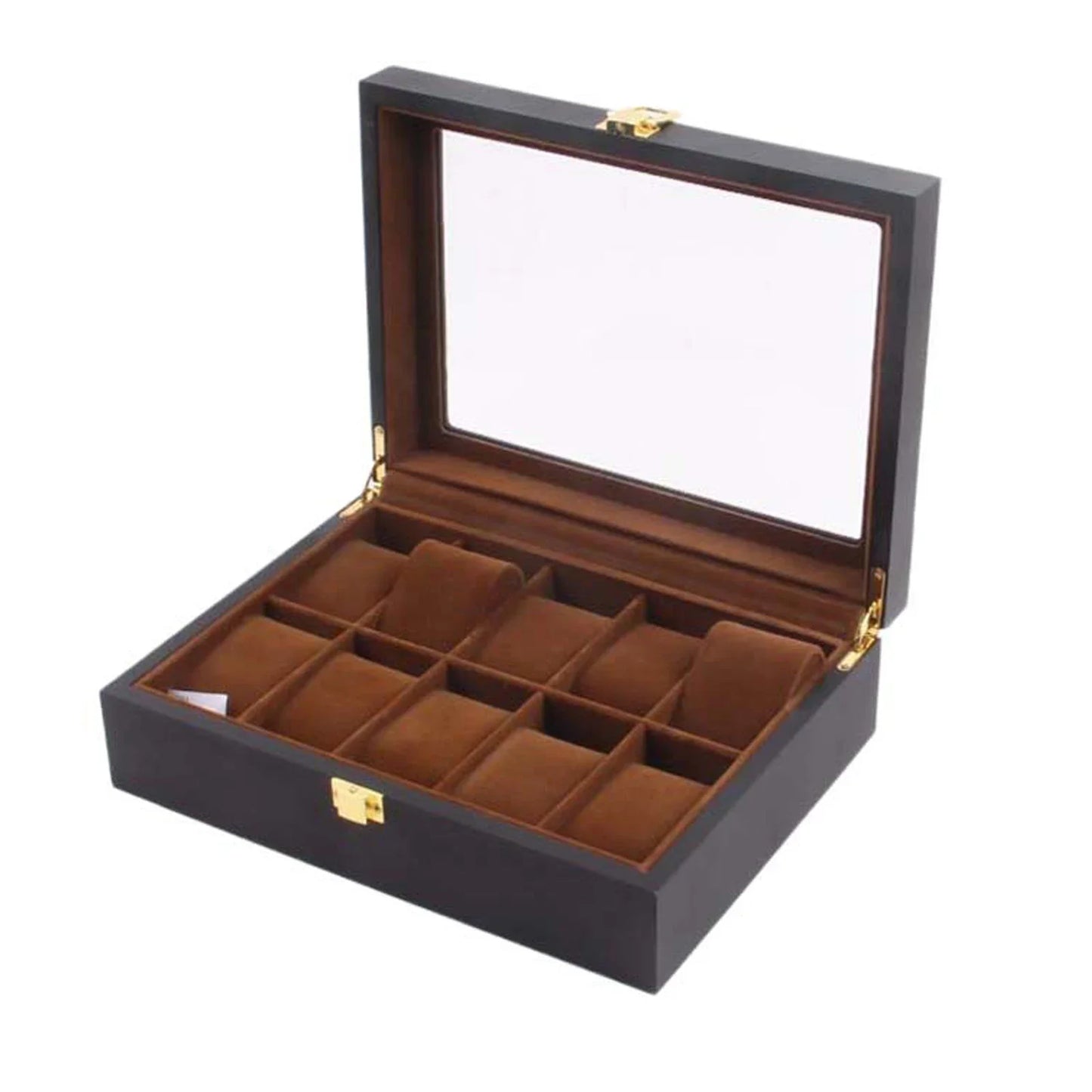 Wooden Watch & Sunglasses Organizer Box – Glass Top