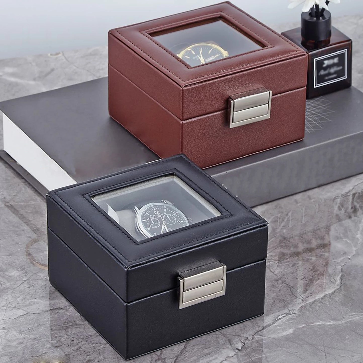 Watch Box ,  Watch Storage Watch Holder Organizer, Watch Display Case with Glass Lid