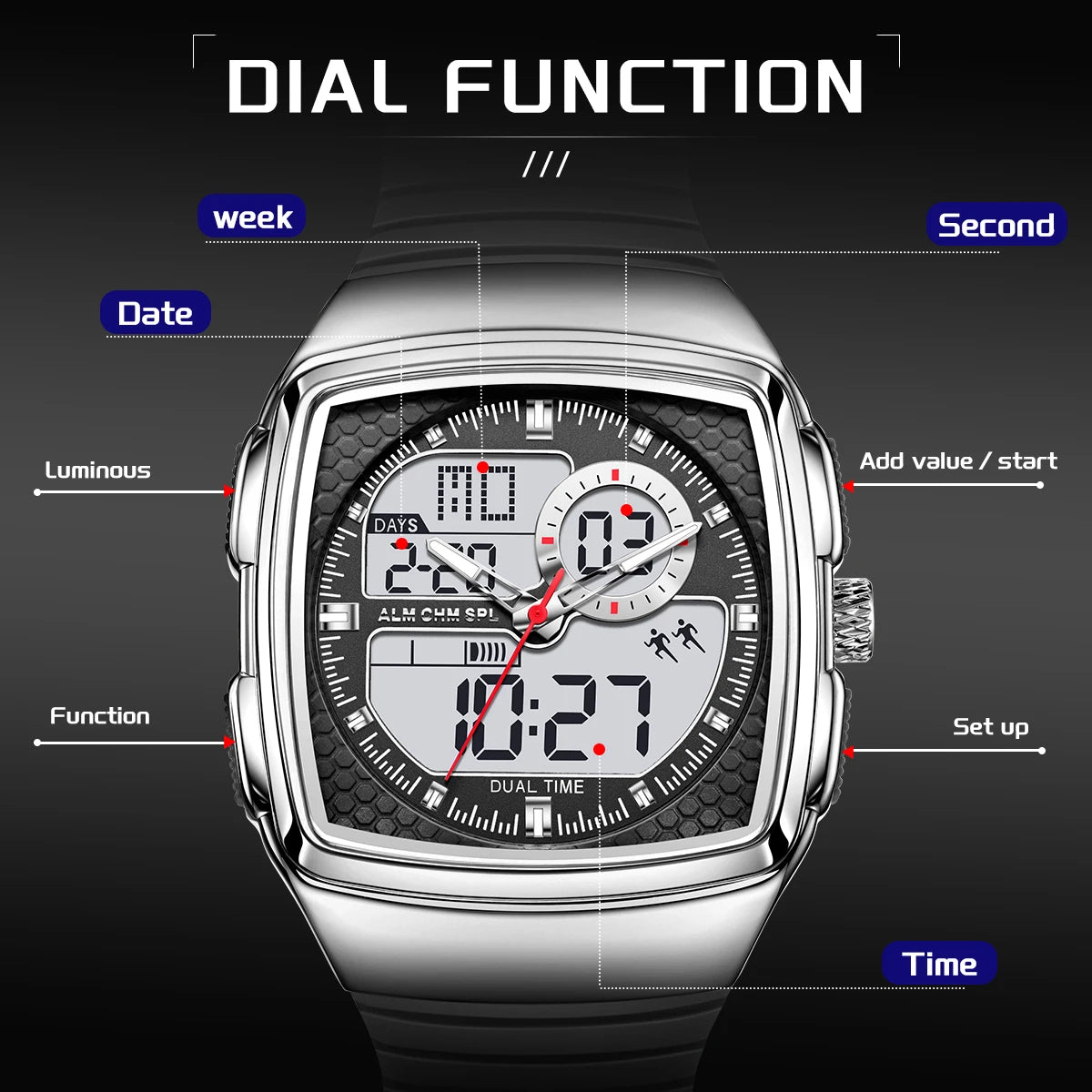 LIGE FOXBOX Men’s Luxury Digital Watch – Alarm & Chronograph