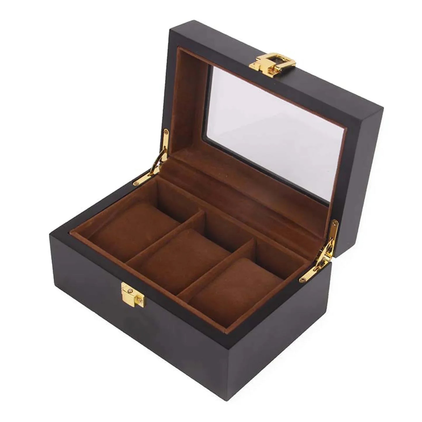 Wooden Watch & Sunglasses Organizer Box – Glass Top