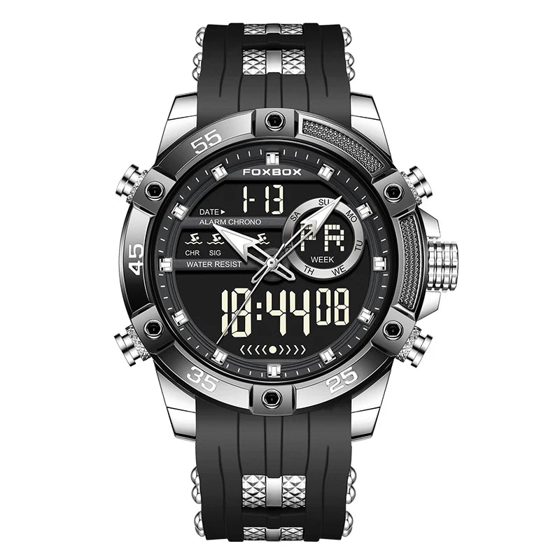 FOXBOX Men’s Analog-Digital Quartz Watch – Waterproof Military Sports Watch