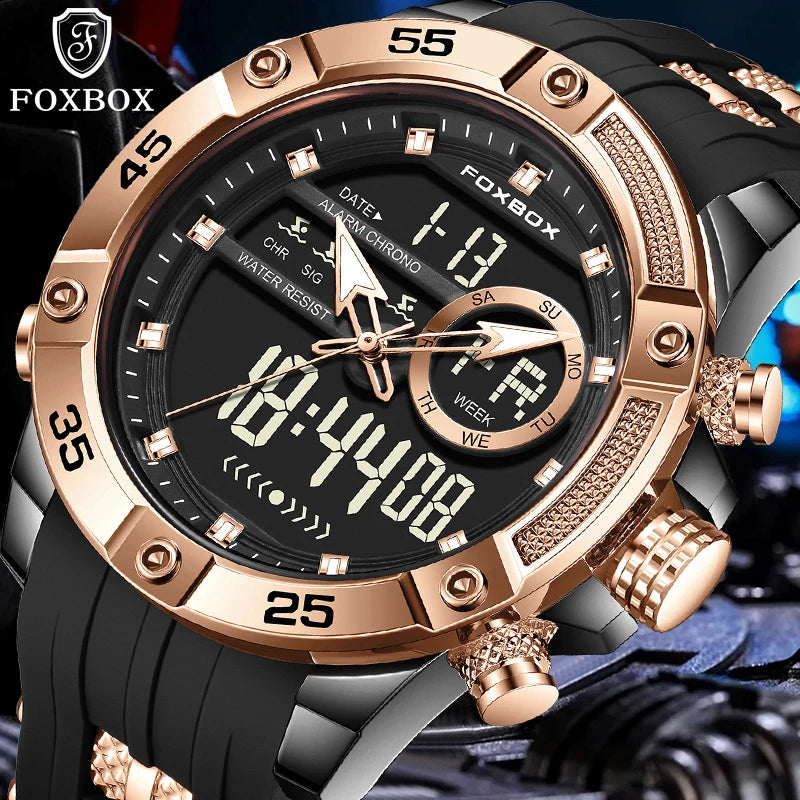 FOXBOX Men’s Analog-Digital Quartz Watch – Waterproof Military Sports Watch
