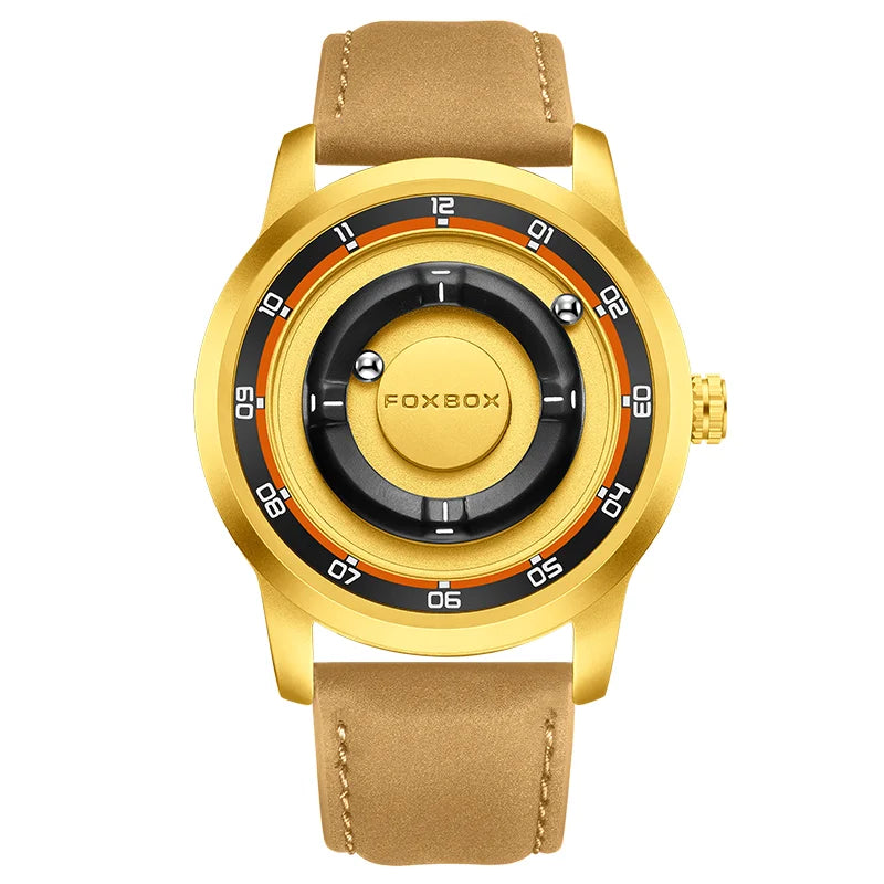 FOXBOX Planet Design Men’s Luxury Quartz Watch – Floating Pointer