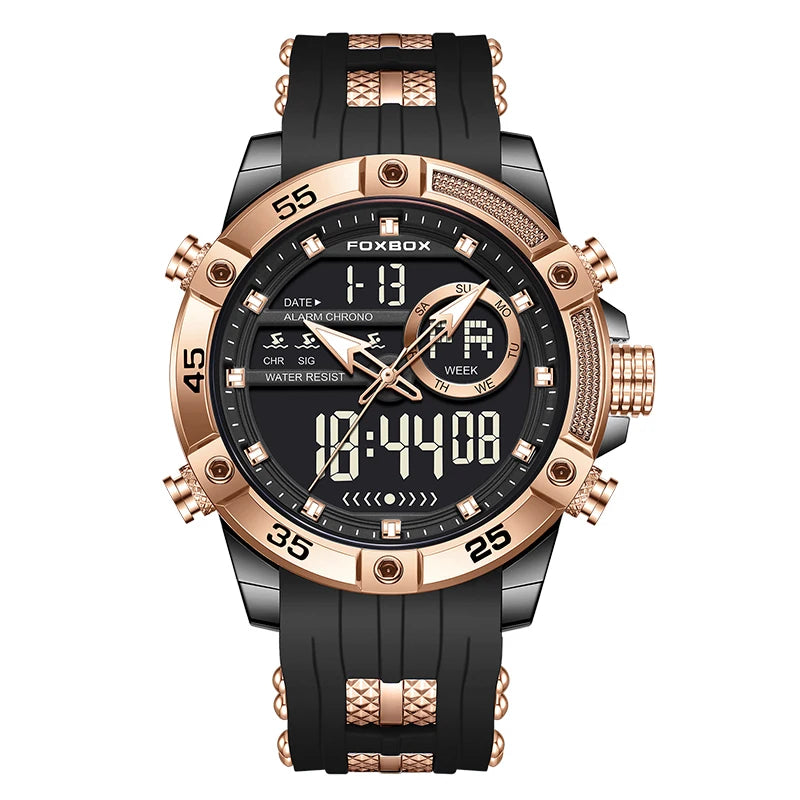 FOXBOX Men’s Analog-Digital Quartz Watch – Waterproof Military Sports Watch