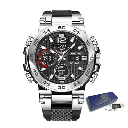 FOXBOX Men’s Military Sports Watch – Quartz Digital & Waterproof