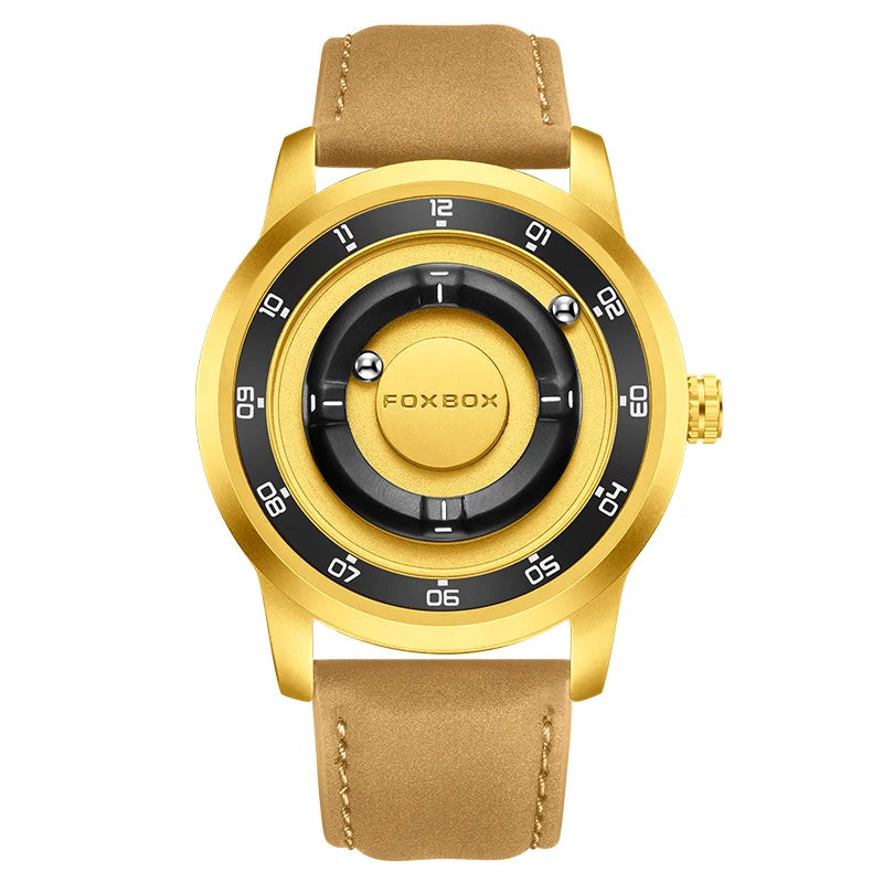 FOXBOX Planet Design Men’s Luxury Quartz Watch – Floating Pointer