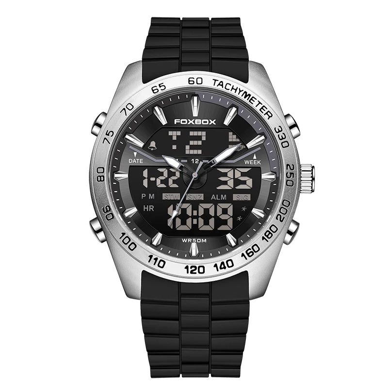 FOXBOX Men’s Digital Sports Watch – Dual Display & Luminous