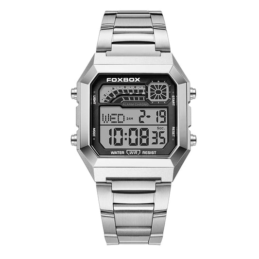 FOXBOX Men’s Square Digital Quartz Watch – Waterproof Sports Wristwatch