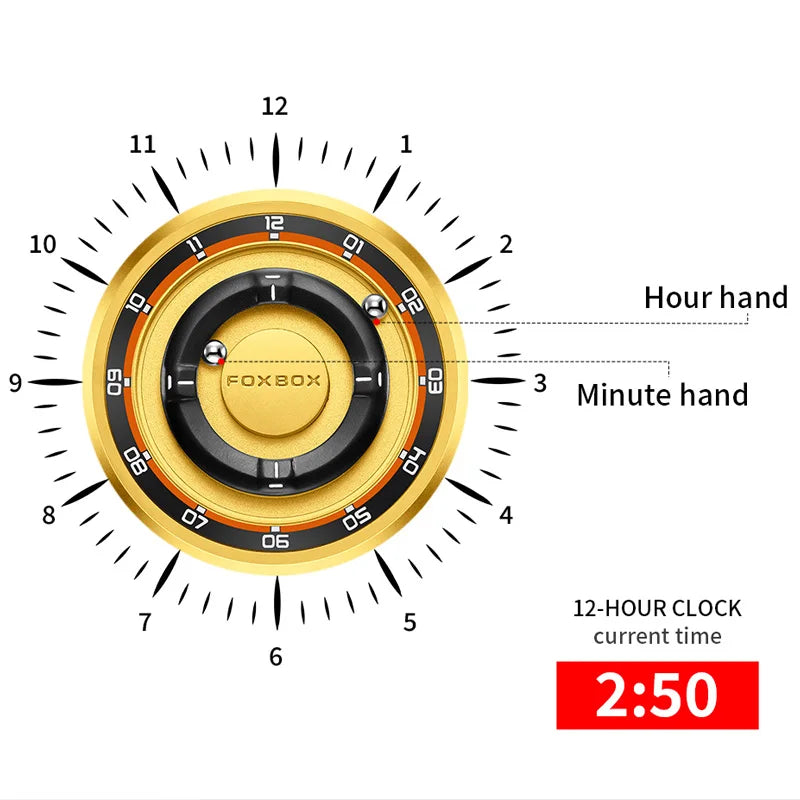 FOXBOX Magnetic Pointer Quartz Watch – Genuine Leather, Waterproof