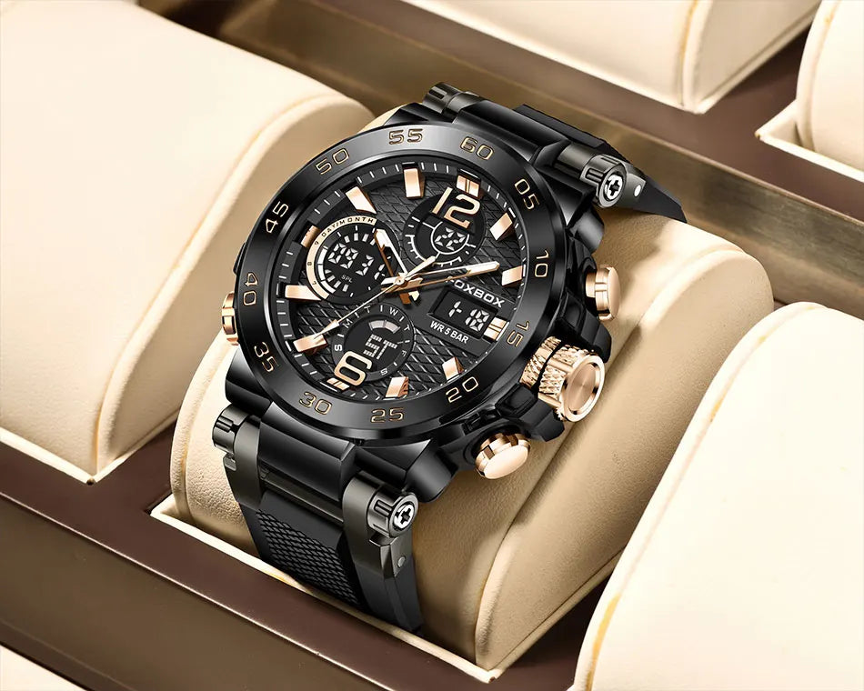 FOXBOX Luxury Men’s Diver Watch – Business & Sport Chronograph, Waterproof (With Box)