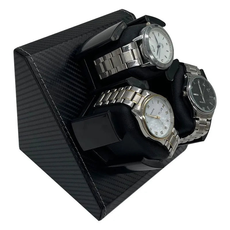 3-Slot Automatic Watch Winder – PU Leather Case