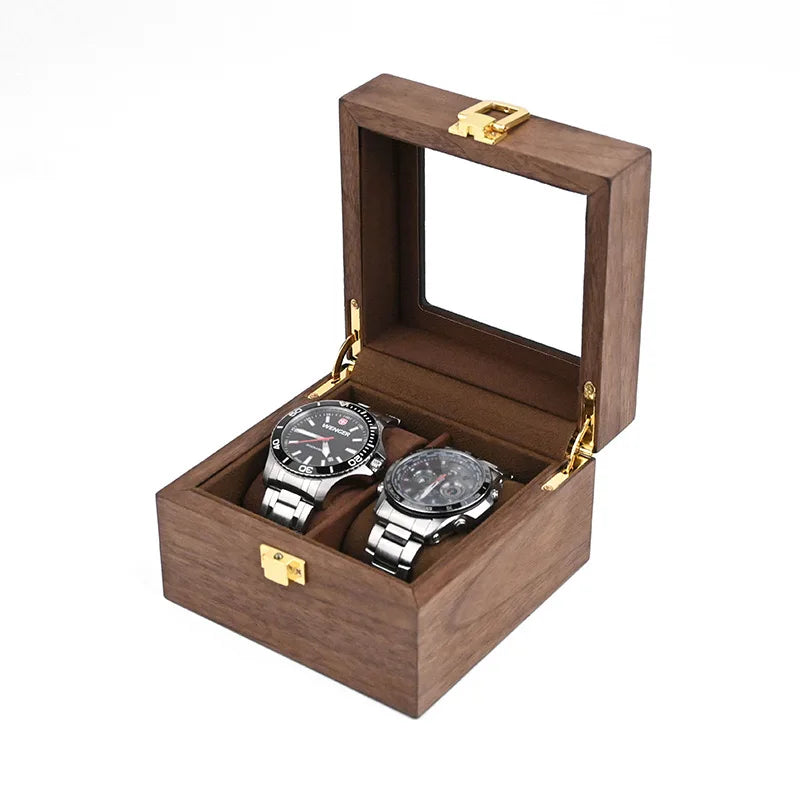 Wooden Watch & Sunglasses Organizer Box – Glass Top