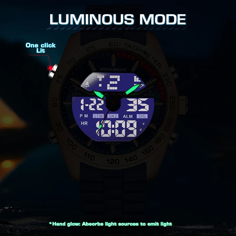 FOXBOX Men’s Digital Sports Watch – Dual Display & Luminous