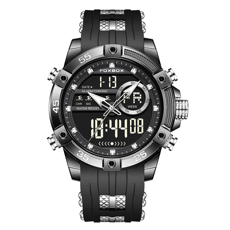 FOXBOX Men’s Analog-Digital Quartz Watch – Waterproof Military Sports Watch