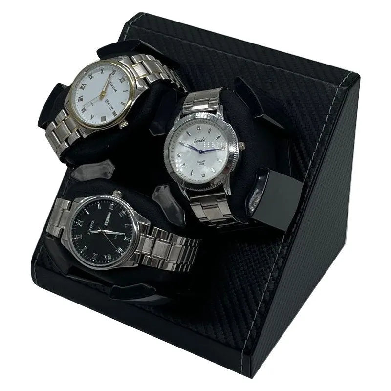 3-Slot Automatic Watch Winder – PU Leather Case