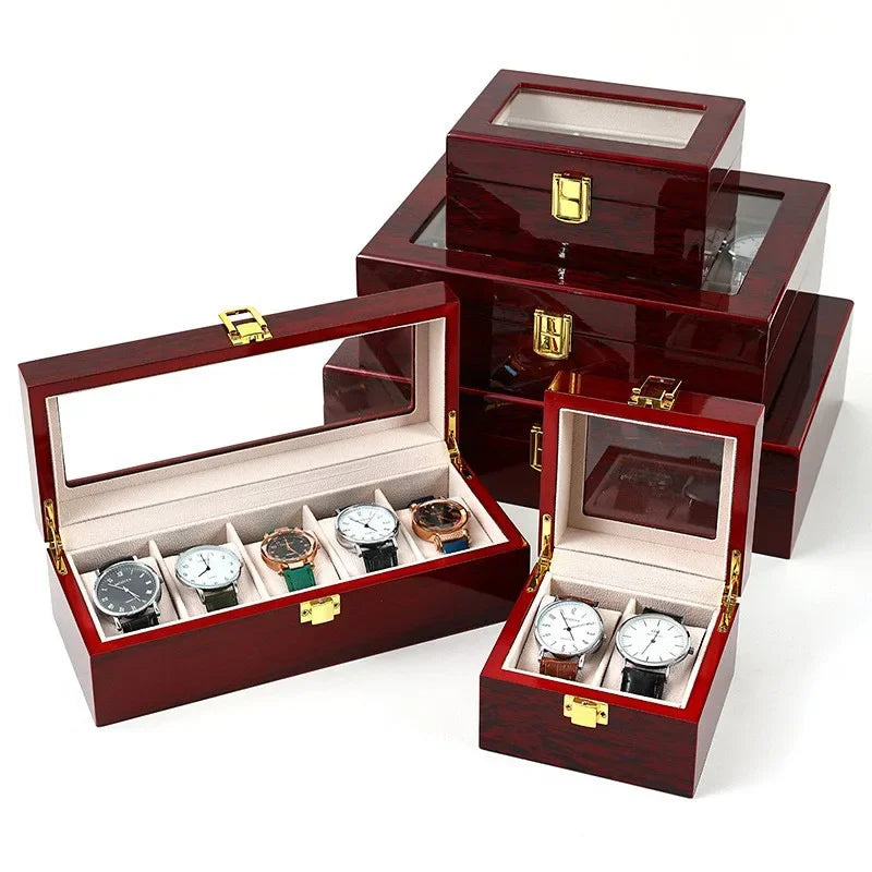 Red Wood Watch Storage Box – Jewelry & Watch Organizer