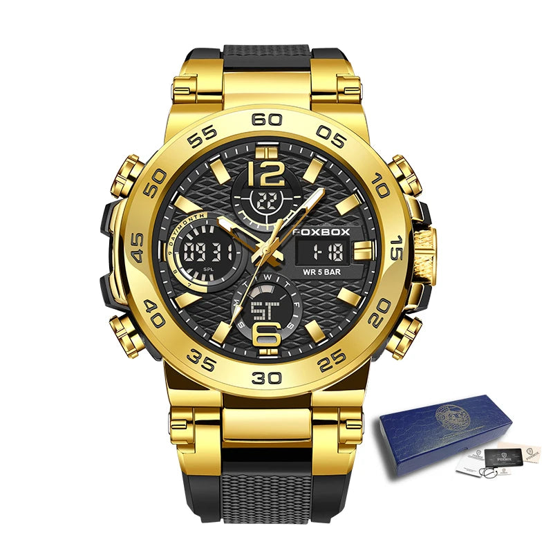 FOXBOX Men’s Military Sports Watch – Quartz Digital & Waterproof