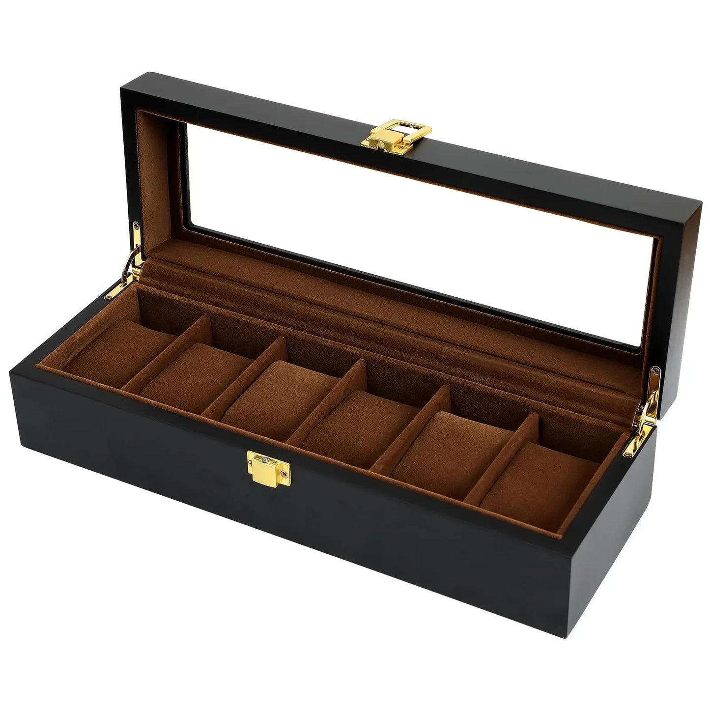 Wooden Watch & Sunglasses Organizer Box – Glass Top