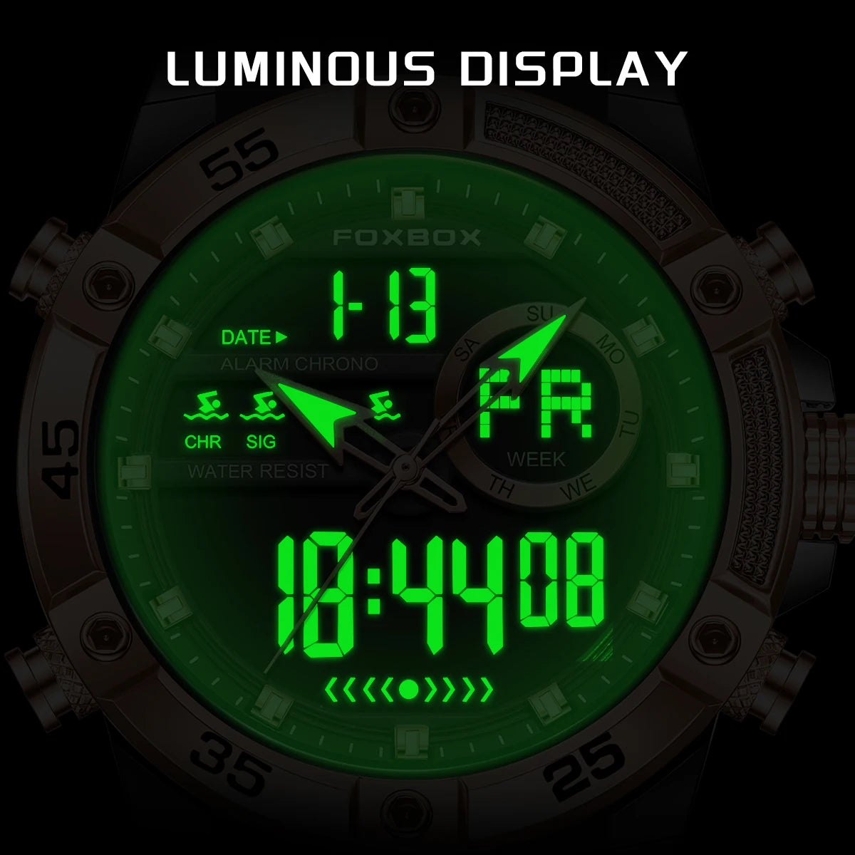 FOXBOX Men’s Analog-Digital Quartz Watch – Waterproof Military Sports Watch