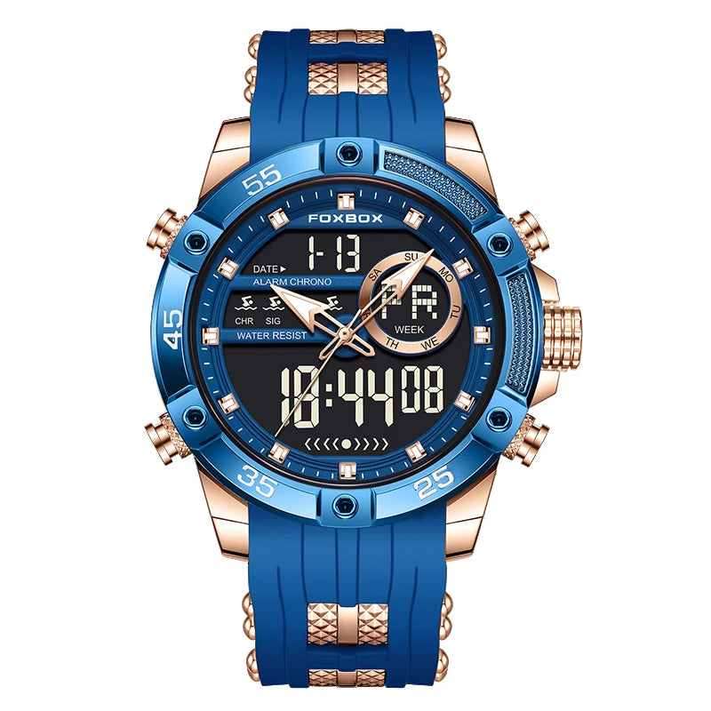 FOXBOX Men’s Analog-Digital Quartz Watch – Waterproof Military Sports Watch