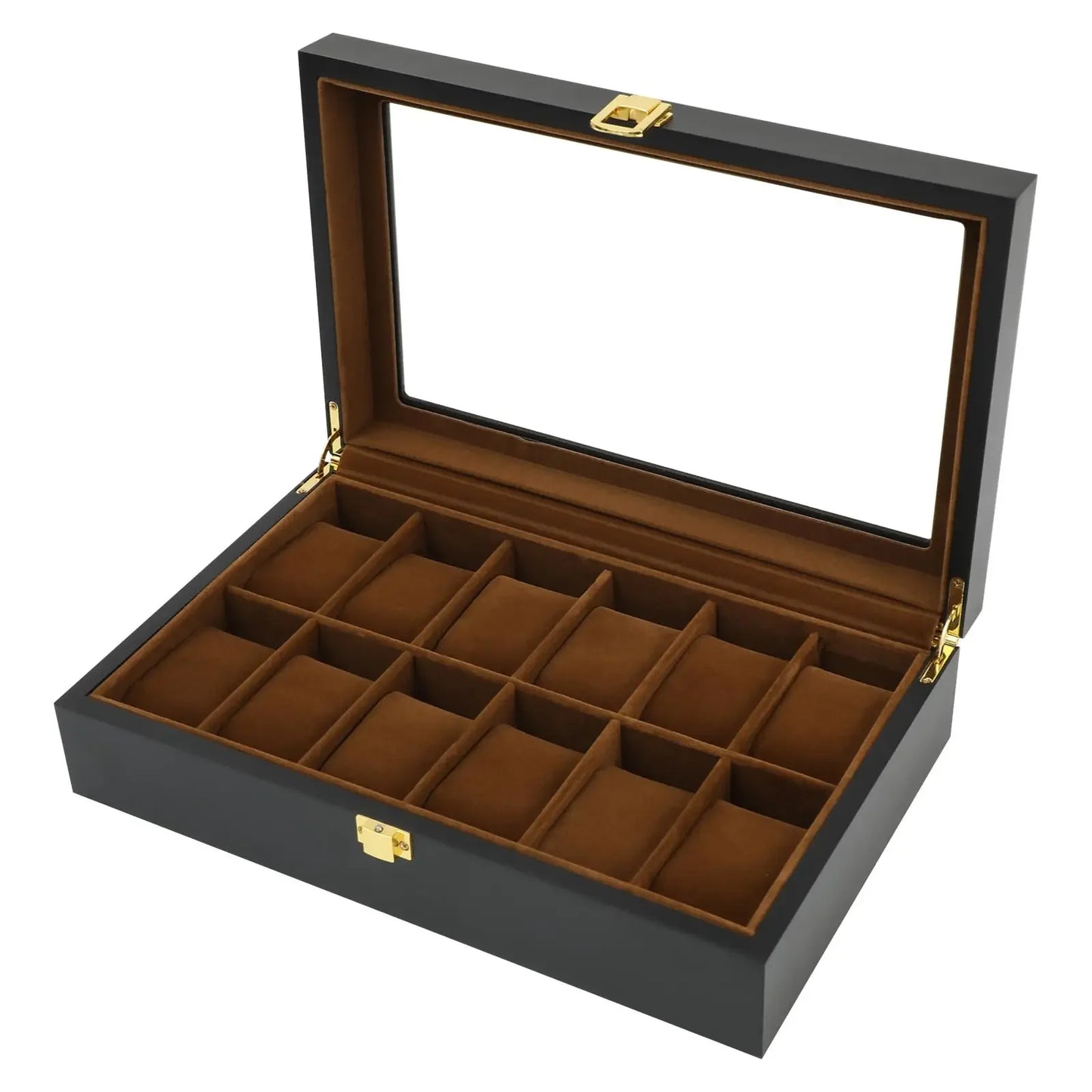 Wooden Watch & Sunglasses Organizer Box – Glass Top