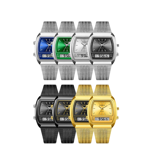 FOXBOX Men’s Digital Quartz Watch – Waterproof, Luminous Steel Sports Watch
