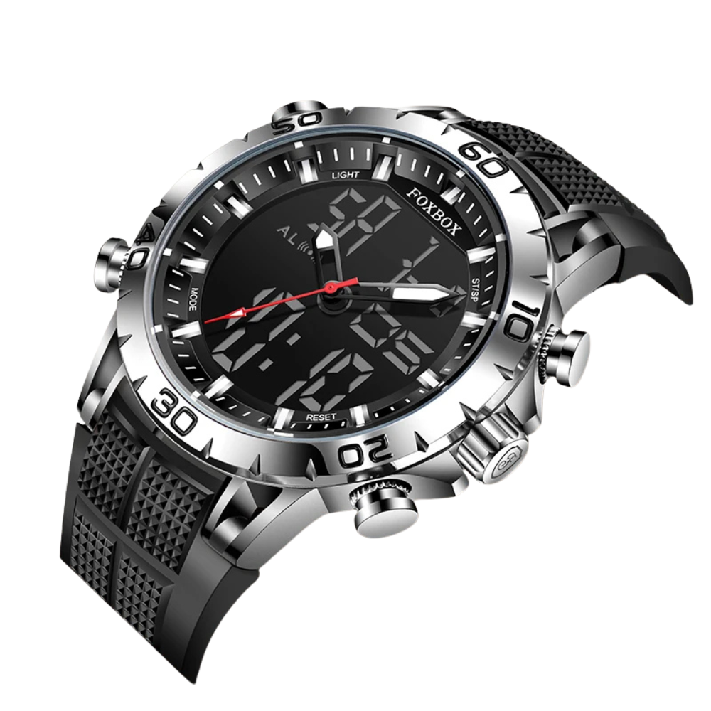 FOXBOX Men’s Sports Quartz Watch – Digital & Analog Display
