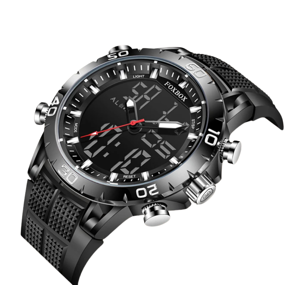 FOXBOX Men’s Sports Quartz Watch – Digital & Analog Display