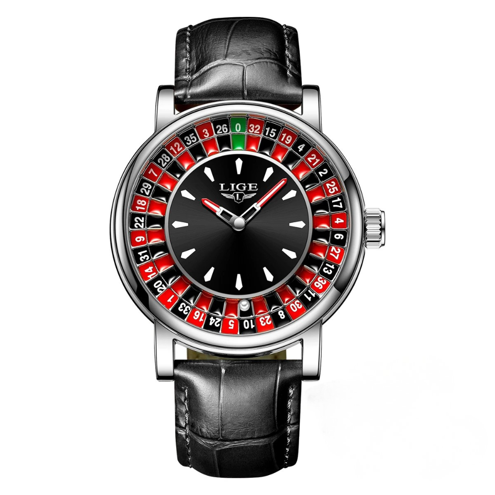 LIGE Men’s Luxury Roulette Dial Quartz Watch – Waterproof & Luminous