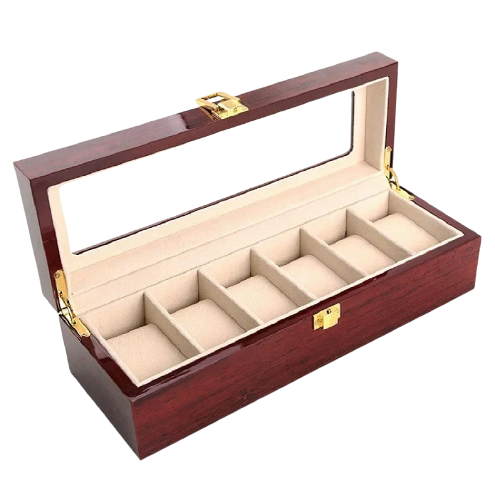 Red Wood Watch Storage Box – Jewelry & Watch Organizer