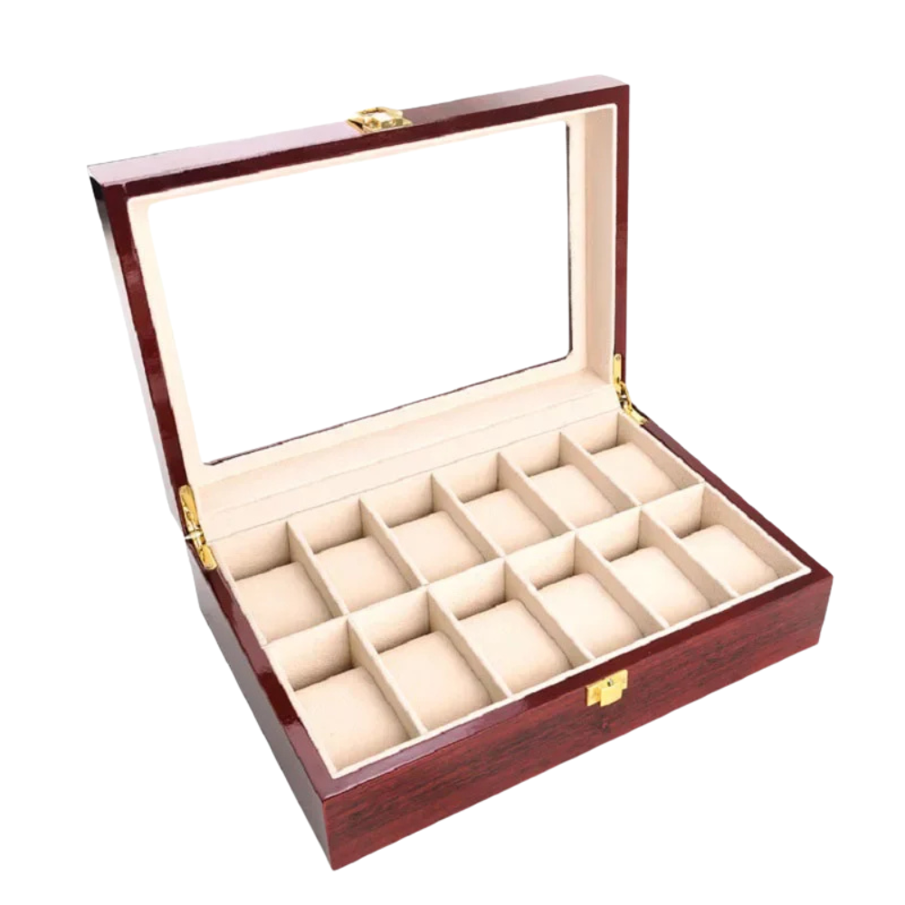 Red Wood Watch Storage Box – Jewelry & Watch Organizer